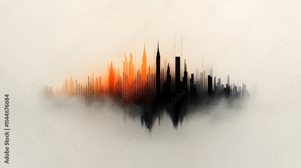 Poster sophisticated data visualization with intricate line graphs bar charts and geometric patterns set ag