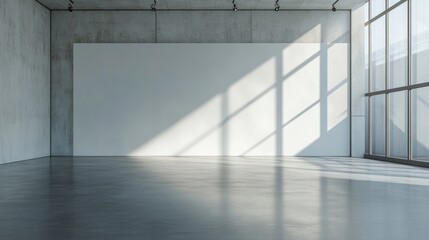 Obraz premium An empty space featuring professional photography lighting, including softboxes and reflectors, set against a neutral backdrop