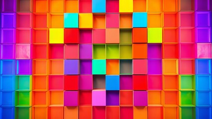 Colorful Geometric Abstract Cubes Background - AI Art