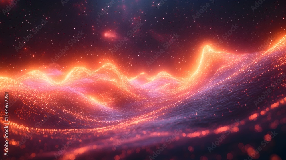 Poster captivating animation showcasing the interference of a wave packet creating a mesmerizing display of