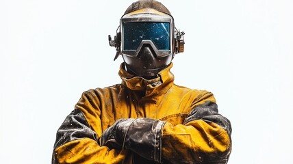 Naklejka premium Industrial Workers Depictions of workers in industrial settings, especially those working with welding equipment.