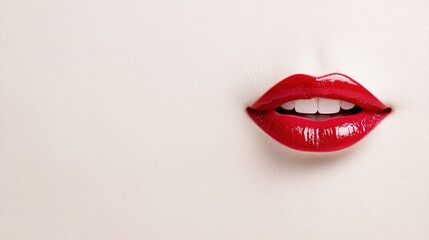 Fototapeta premium Close-up of woman's lips with red lipstick.