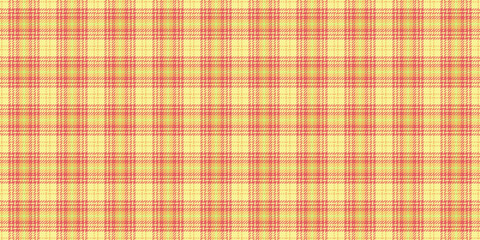 Many seamless fabric tartan, baby plaid pattern textile. Contour texture check background vector in yellow and red colors.