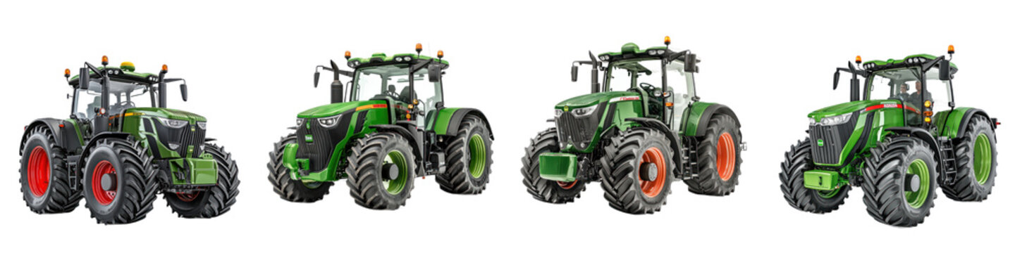 Collection of Fendt Vario Tractor - High-tech tractors with variable transmission systems. isolated on white background.