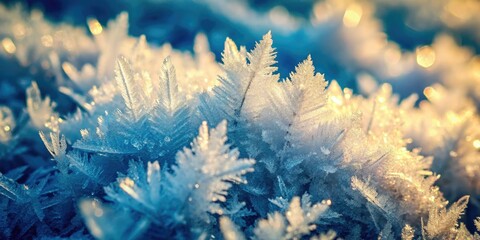 Close-up of vintage frosted ice; textured white flakes, a photographic study of winter's chill.