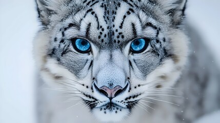 Fototapeta premium A white tiger with blue eyes is staring at the camera
