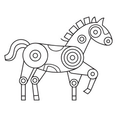 Cute horse cartoon characters vector illustration. For kids coloring book.