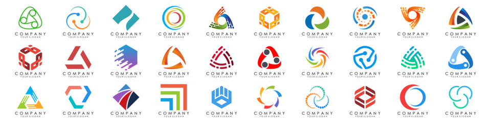 set of Abstract logos collection. Geometrical abstract logos. vector illustration