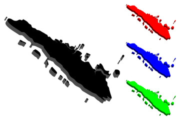 Obraz premium 3D map of Sumatra - black, red, blue and green - vector illustration