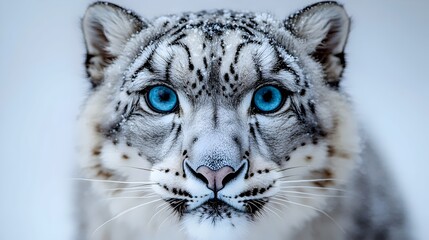 Obraz premium A white tiger with blue eyes stares at the camera