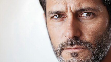 Obraz premium Close-up Portrait of a Man with a Serious Expression. AI Generated