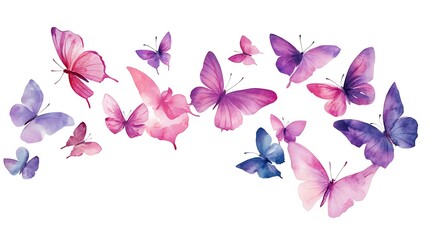 Delicate watercolor butterflies abstract digital painting artwork. AI Generated