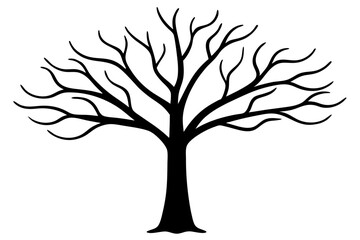 Obraz premium Silhouette of a tree with sprawling branches, flat vector graphic