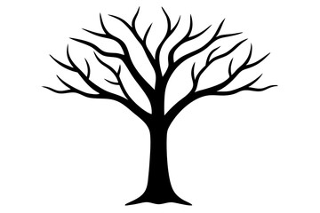 Silhouette of a tree with sprawling branches flat vector 05