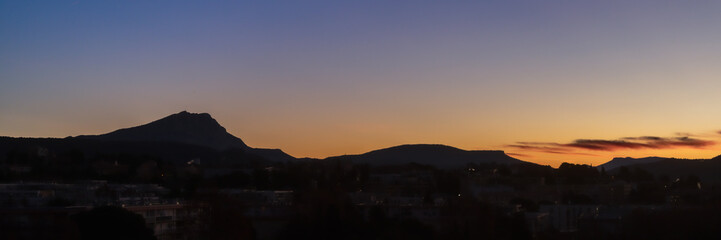 Sainte Victoire mountain in the light of an autumn morning