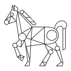 Cute horse cartoon characters vector illustration. For kids coloring book.