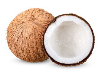 coconut isolated on white with clipping path