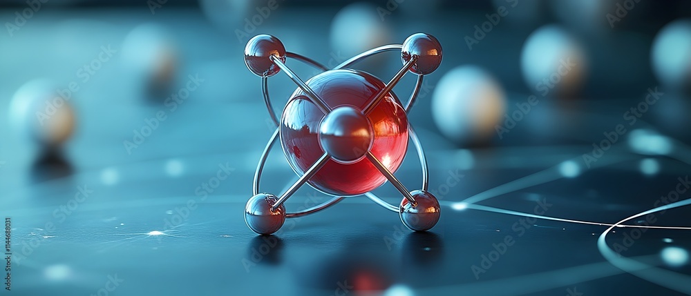 Poster highly detailed and precise 3d rendering of a technetium atom