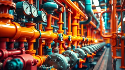 Industrial Plant Piping Network - Vibrant & Detailed