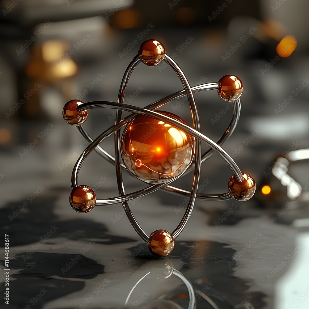 Poster highly detailed and precise 3d representation of a technetium atom