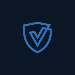shield with check logo design vector