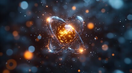 Obraz premium Mesmerizing macro close up of a technetium atom showcasing its unique properties and vital role in modern healthcare This vibrant