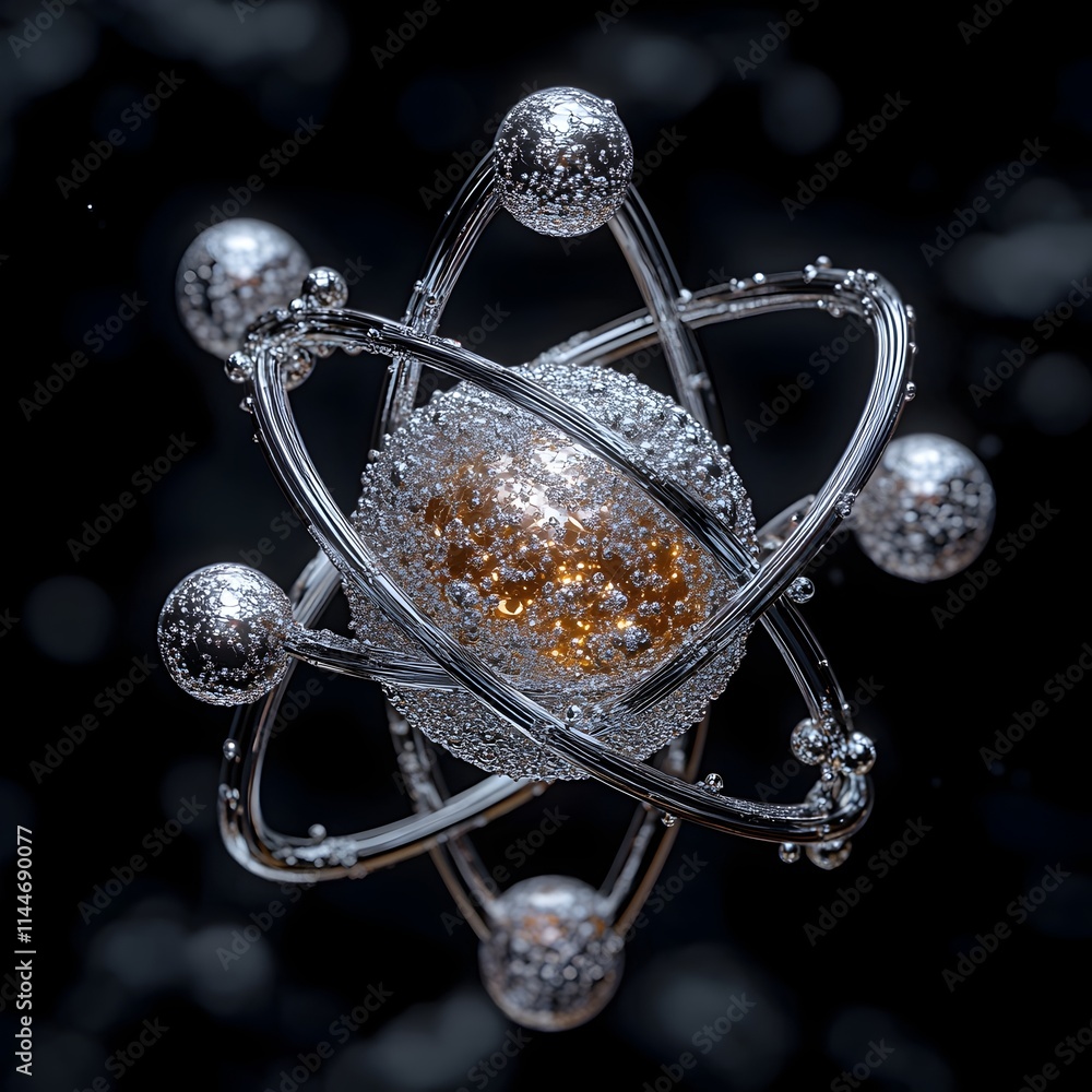 Aufkleber highly detailed and intricate 3d model of a technetium atom showcasing its unique structure and dive