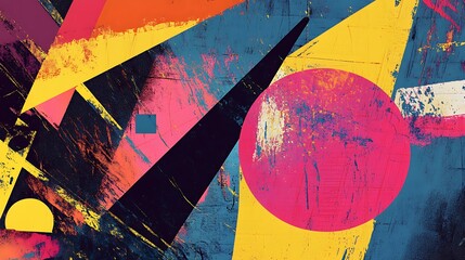 Naklejka premium Abstract digital painting with sharp angles and vivid colors.. AI Generated