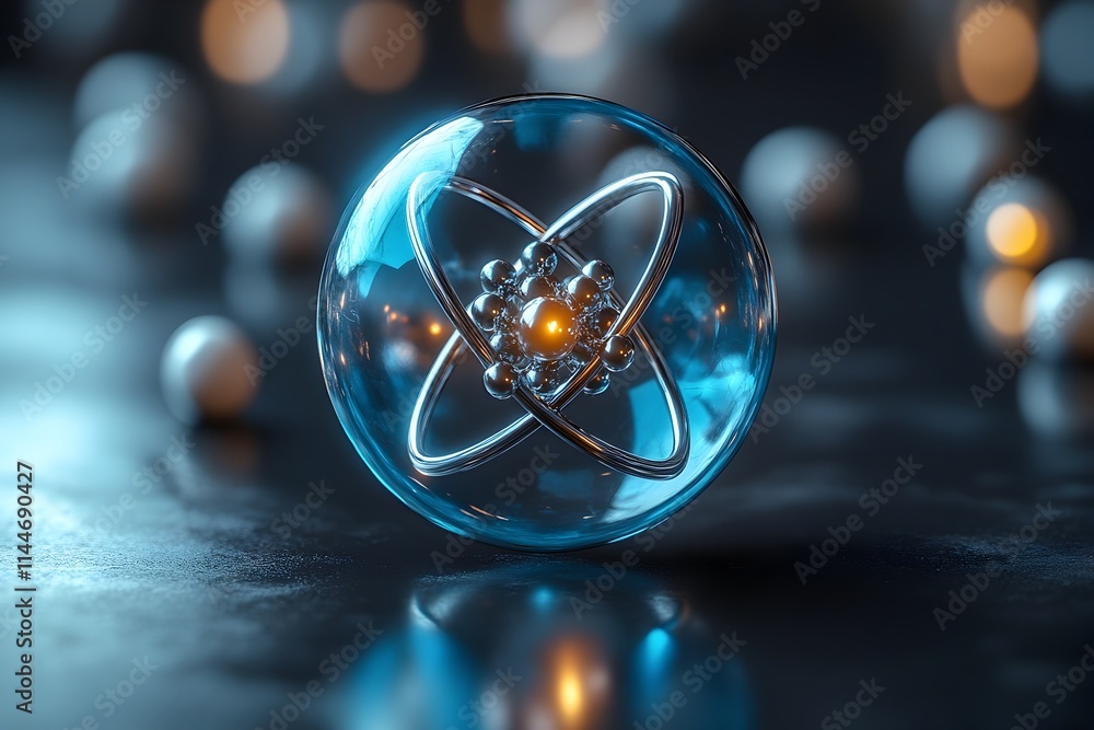 Aufkleber finely detailed 3d model of a technetium atom highlighting its electron structure and radiological c