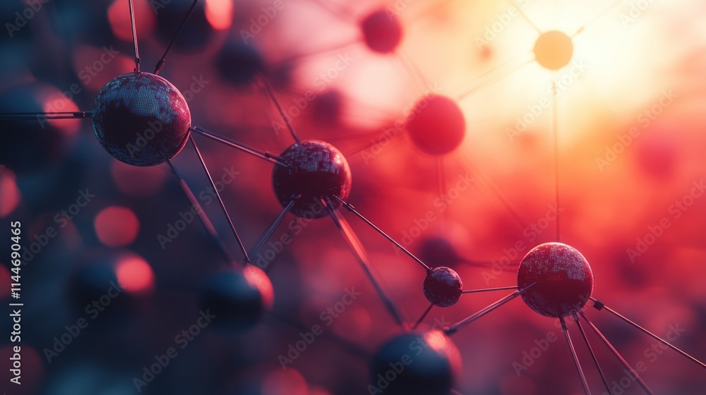 Poster abstract representation of molecular structures and connections.