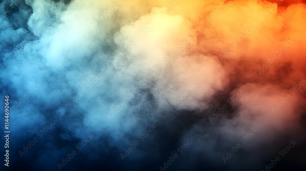 Poster abstract colorful smoke background, vivid hues blend and swirl dynamically across the dark canvas