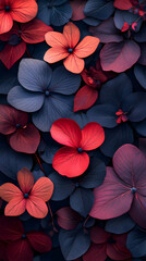 Obraz premium Vibrant Floral Abstract, Red and Blue Flowers Bloom in Dark Background