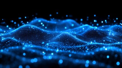 Abstract Blue Digital Wave Particle Background