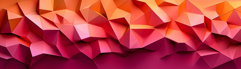Obraz premium Abstract Crimson & Orange Polygonal Texture, Shapes Interlock Harmoniously in a Vivid Gradient Displaying Depth and Complexity.