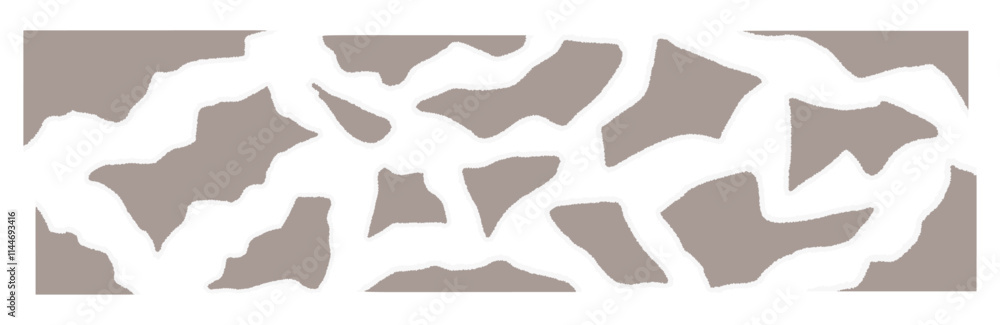 Poster torn paper pieces set with ripped edges and textured cutouts. notebook scraps, frames, and borders c