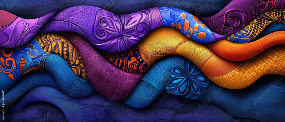 Poster colorful cotton threads of various hues create a stunning visual tapestry, showcasing intricate patt