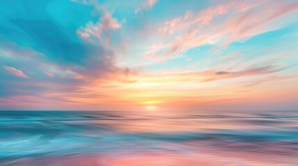Obraz premium Coastal Sky. Blurred Ocean and Sky Sunset with Abstract Artistic Background