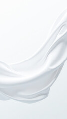 Fototapeta na wymiar Elegant white silk fabric gracefully draped and fluttering on white background, soft waves. Vertical futage for promotions, discount offers, social media and sales