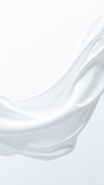 Elegant white silk fabric gracefully draped and fluttering on white background, soft waves. Vertical futage for promotions, discount offers, social media and sales