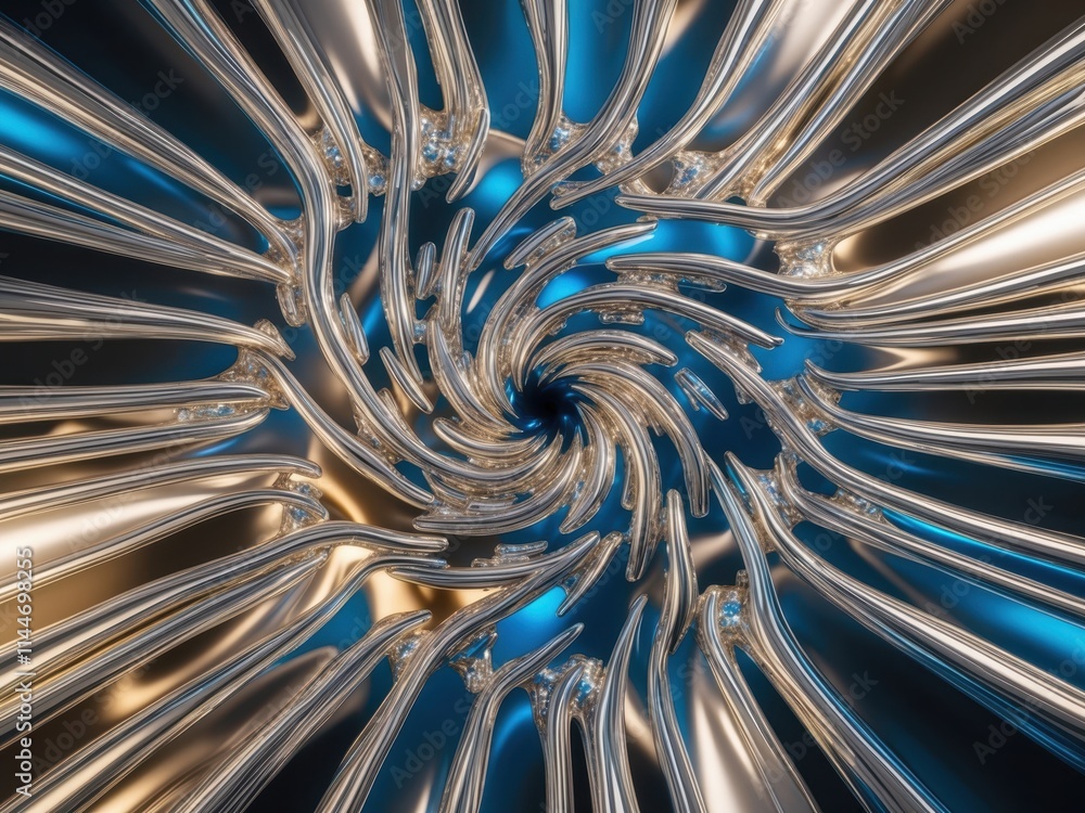 Aufkleber intricate swirl of metallic patterns creating an abstract visual experience with a blend of silver a