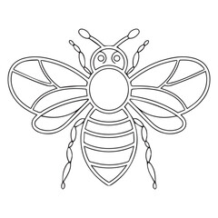 Cute kawaii cartoon character bee coloring page, vector printable worksheets for preschool.