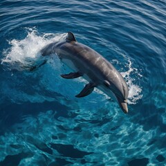 Fototapeta premium A dolphin spiraling through a whirlpool in clear blue waters.