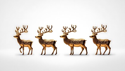 Obraz premium Nine black deer set silhouettes isolated on white background, design for Xmas cards, banners and flyers, illustration isolated on white background 3