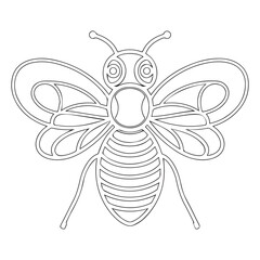 Cute kawaii cartoon character bee coloring page, vector printable worksheets for preschool.