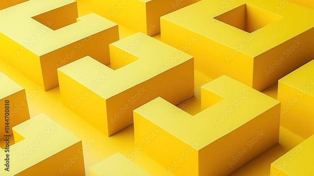 Poster abstract yellow 3d cube pattern background.