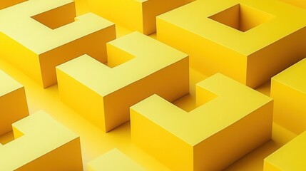 Abstract yellow 3D cube pattern background.