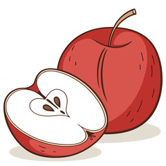 red apple with a slice