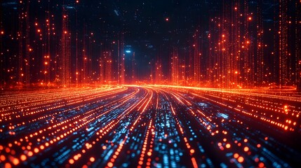 Glitch infused digital landscape with corrupted textures data anomalies and a sense of technological instability fitting for themes of cybersecurity data breaches and the unpredictable nature of AI