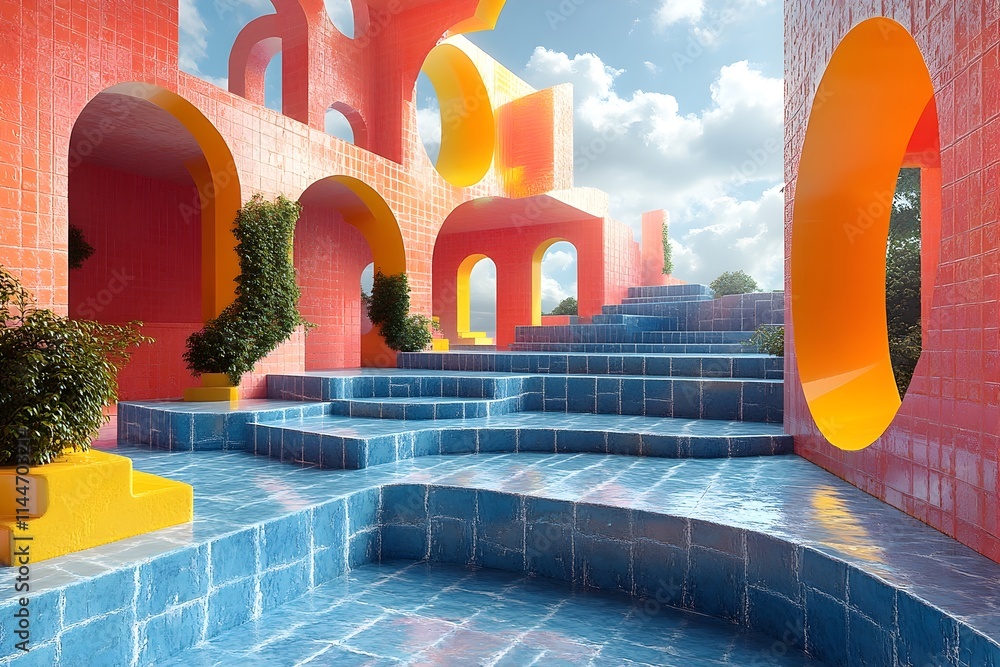 Poster boundless digital playground of vibrant shapes and colors unleashing the imaginative potential of ai