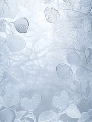 Embossed Floral Glass Texture - Delicate, frosted glass texture featuring embossed leaves and heart shapes, symbolizing nature, love, fragility, elegance, and serenity.